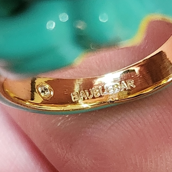 BaubleBar Enamel Initial Ring Turquoise Size 3 - Picture 5 of 9